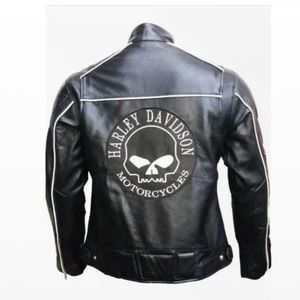 Large TALL Willie G Skull Reflective Leather Jacket Med W/o Liner